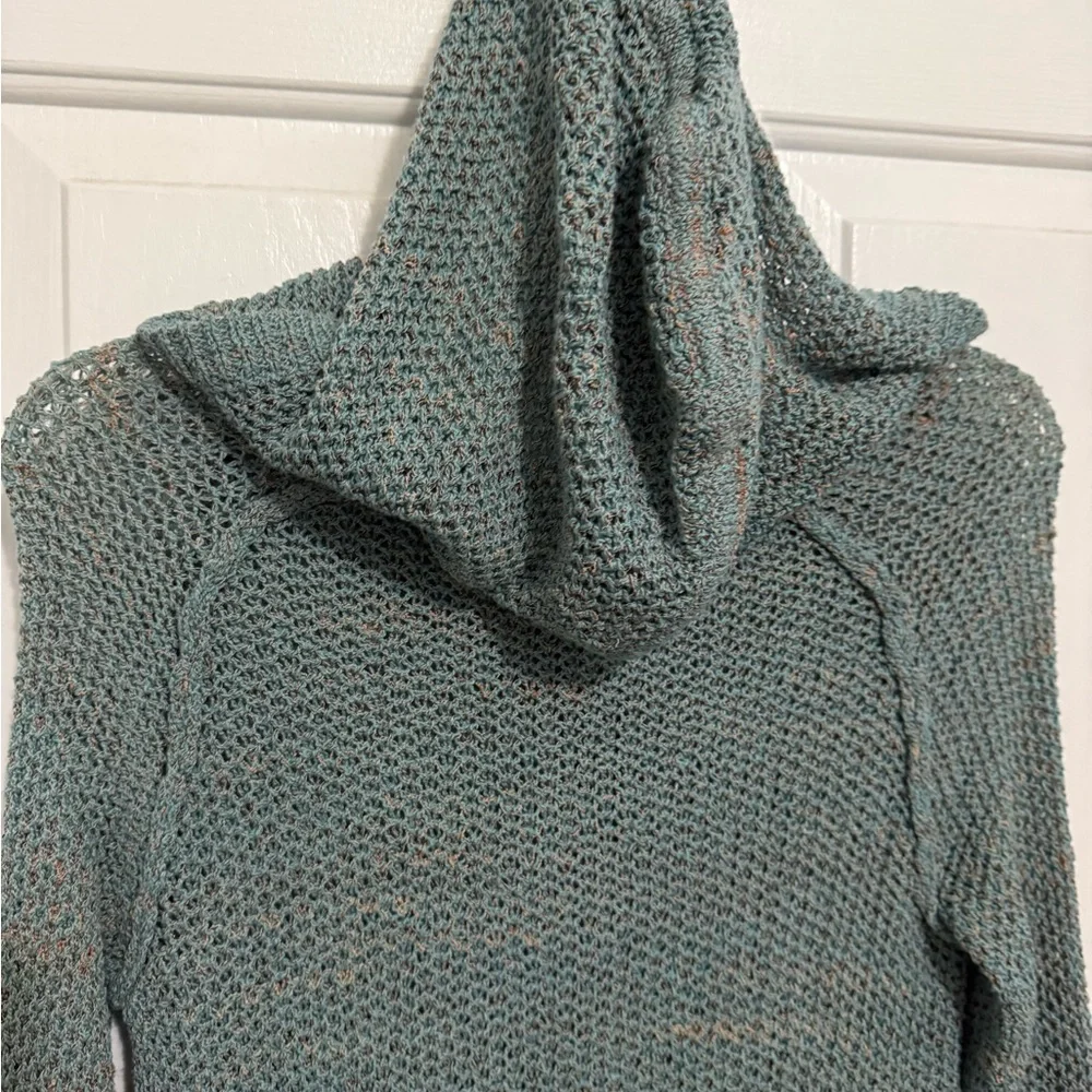 Free People Green Hooded Sweater *GOOD USED CONDITION* - Picture 9 of 11